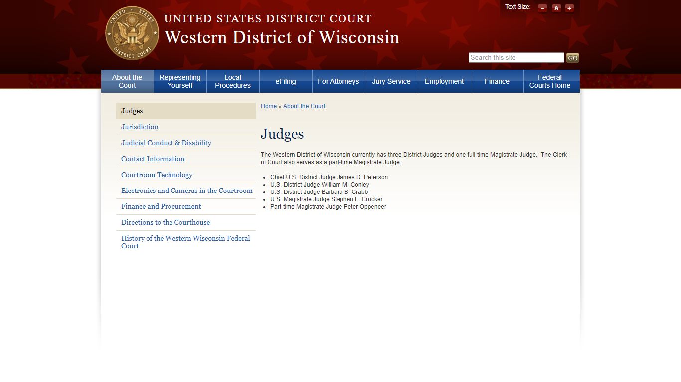 Judges | Western District of Wisconsin | United States District Court